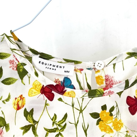 Equipment REVOLVE Kyle Flower Floral Spring Silk Sleeveless Blouse Bright White - Picture 6 of 7